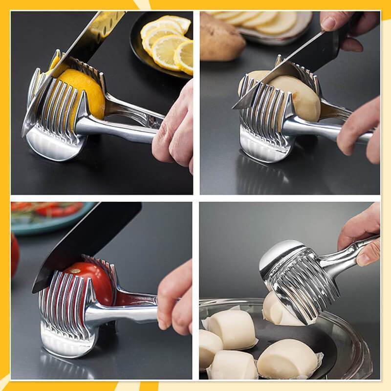 🏆 Last Day Special Price £7.99 ! 🍋Buy 1 Get 1 Free🎁 Creative Kitchen Slice Cutting Tool, Food‑Grade Aluminum Alloy Hand‑Held Slicer