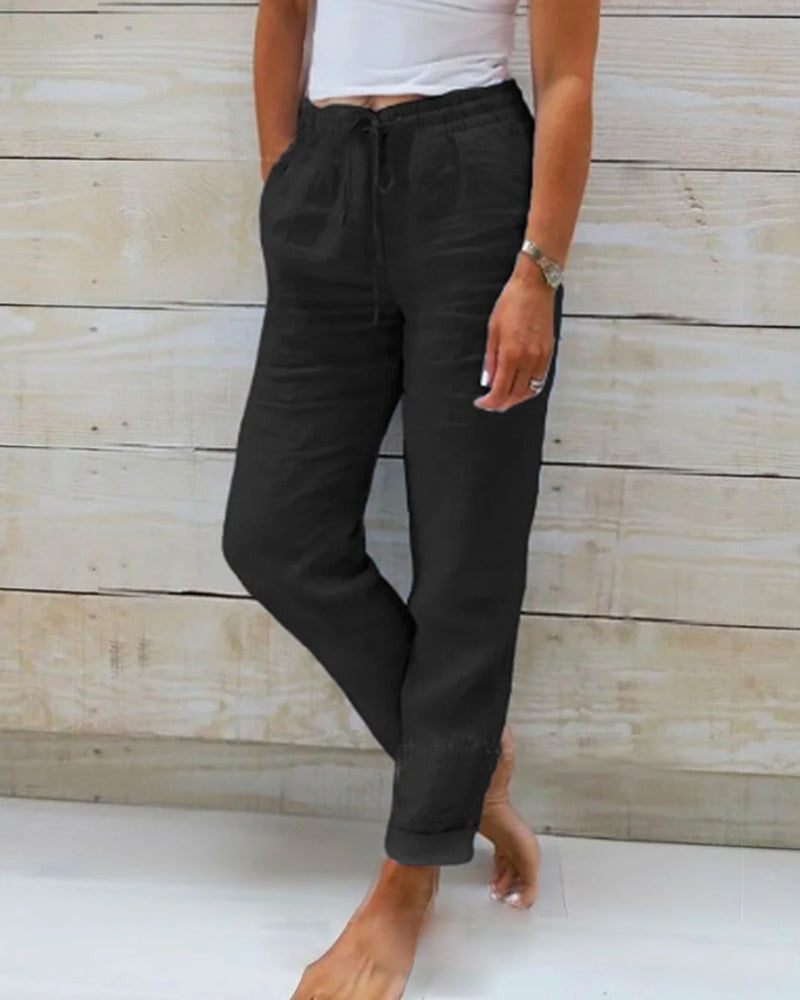 🌸LAST DAY SPECIAL PRICE: ￡11.99!!🌸Women's  Elastic Waist Cotton Linen Casual Pants