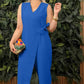 💖Limited Sale 55% OFF💖Women's Solid Color Casual V-Neck Tied Jumpsuit