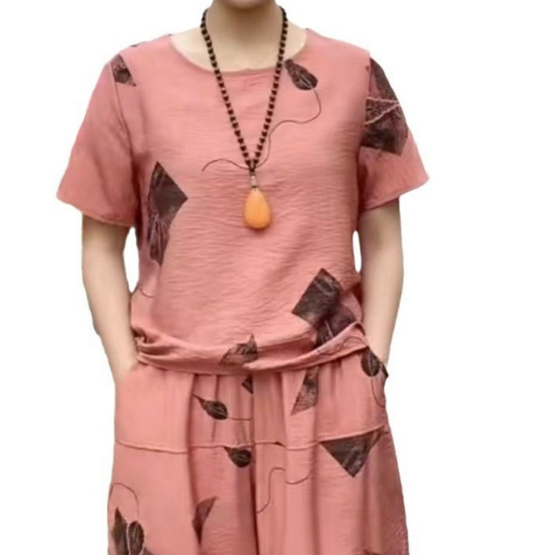 🌈lots of people are repurchasing-❤️Women’s Printed Short-Sleeved Top & Cropped Pants Set  ✨👚👖