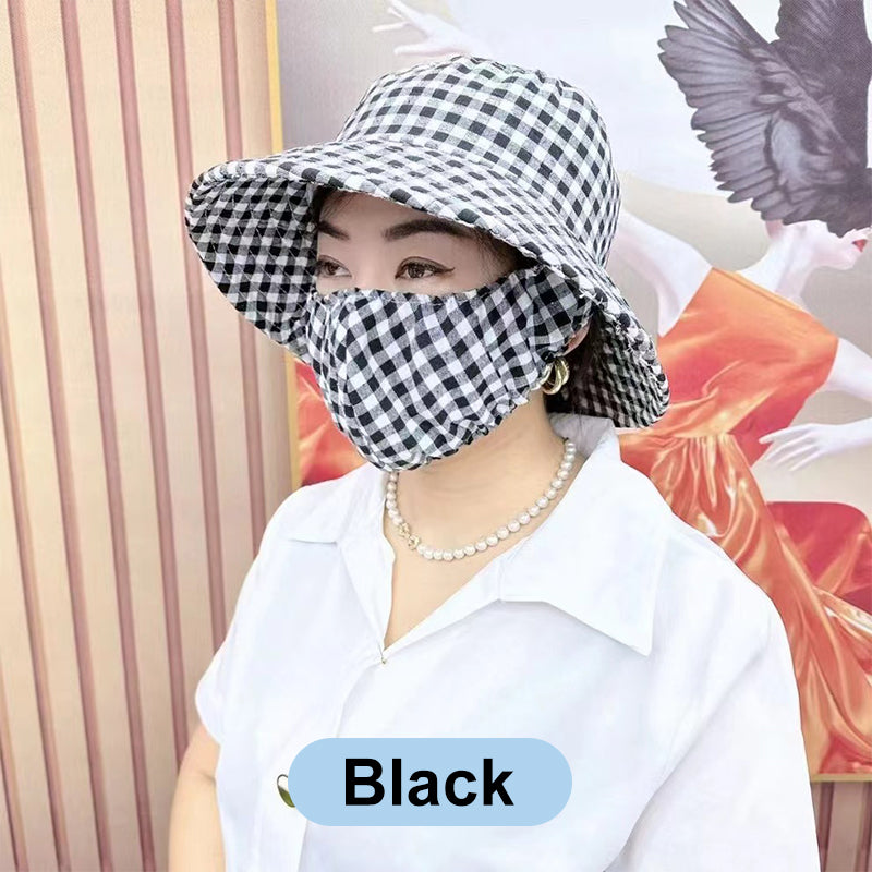 ⏳ Limited time 50% off! 💥Floral Large Brimmed Sun Hat with Mask（The more you buy, the higher the discount）