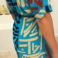Women's Printed Shirt Midi Dress with Belt