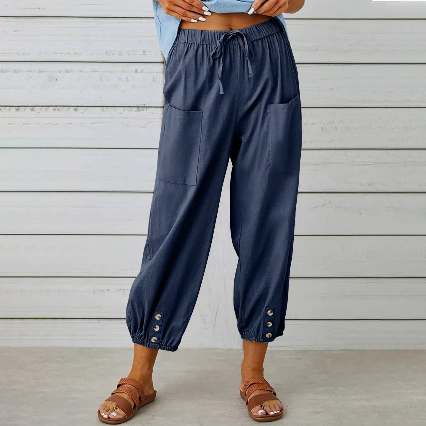 👖 50% OFF NOW! ✨ Women's Capri Pants – Wide Leg Drawstring – Comfy Fit, Casual Style & Elastic Waist 💫
