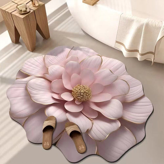 3D Shaped Flower Diatomite Absorbent Floor Mat