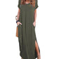 Summer Casual Maxi Dresses for Women- Women's V Neck Cap Sleeve Long Sundress with Pockets Beach Vacation