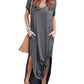 Summer Casual Maxi Dresses for Women- Women's V Neck Cap Sleeve Long Sundress with Pockets Beach Vacation