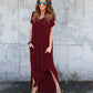 Summer Casual Maxi Dresses for Women- Women's V Neck Cap Sleeve Long Sundress with Pockets Beach Vacation