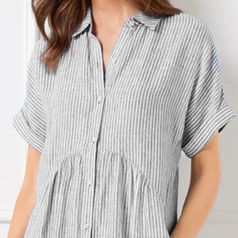 🌸Spring Sale-49% Off💃Striped Lapel Button Down Shirt Dress | With Functional Pockets