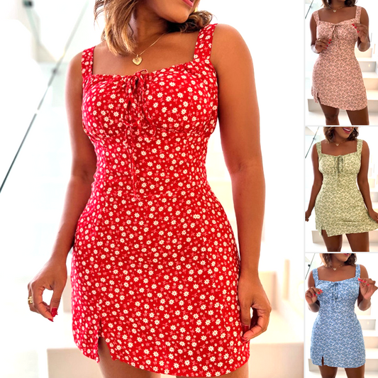 🌸Floral Print Spaghetti Strap Mini Dress