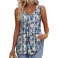 💜LAST DAY PROMOTION - 49%OFF💜Women's Print Flowy Sleeveless V Neck Peplum Tank Tops