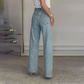 💫 Rhinestone straight-leg jeans|Micro-stretch fabric with a high waist and a slim look