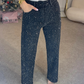 💫 Rhinestone straight-leg jeans|Micro-stretch fabric with a high waist and a slim look