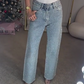 💫 Rhinestone straight-leg jeans|Micro-stretch fabric with a high waist and a slim look