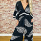 Women's Fashionable Print V-Neck Wide Leg Jumpsuit