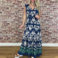 Unique Printed V-Neck Sleeveless Maxi Dress