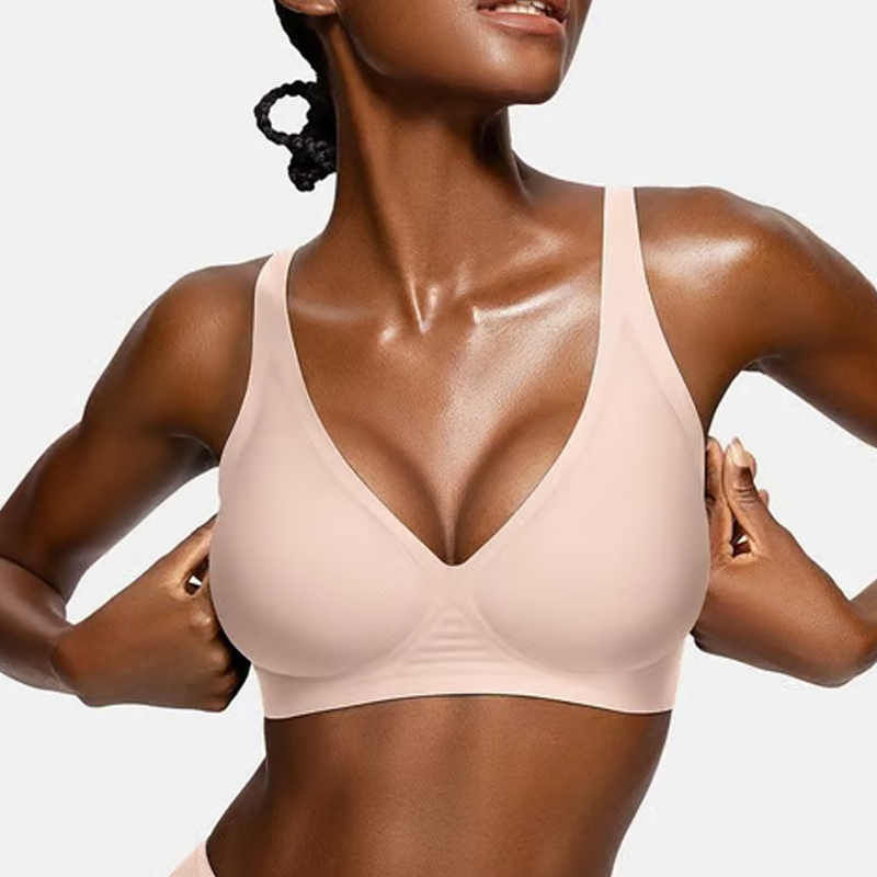 💕 Jelly Wireless Womens Comfortable Wireless Bras Push Up Bralettes Seamless Tshirts Bras Deep V Everyday Bras