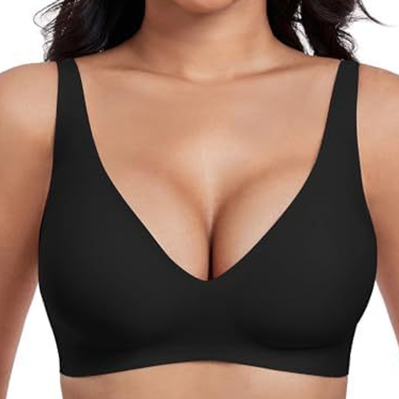 💕 Nahtloser, kabelloser Push-up-BH für Damen – Tiefes V