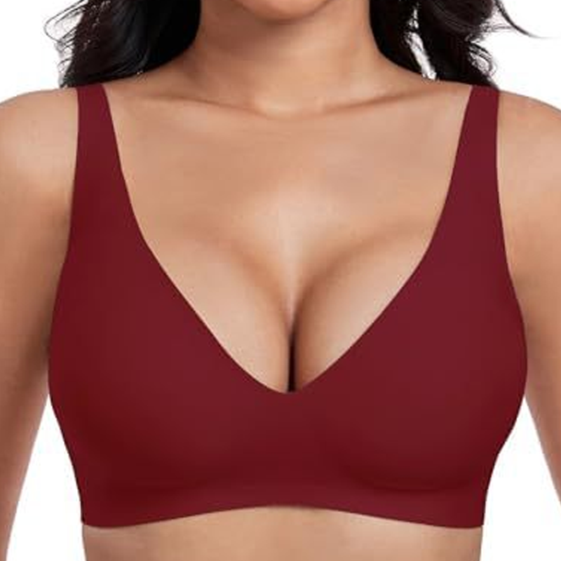 💕 Jelly Wireless Womens Comfortable Wireless Bras Push Up Bralettes Seamless Tshirts Bras Deep V Everyday Bras