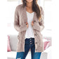 Women's Fall Casual Long Sleeve Button Down Open Front Cable Knit Cardigan Sweater Coat