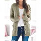Women's Fall Casual Long Sleeve Button Down Open Front Cable Knit Cardigan Sweater Coat