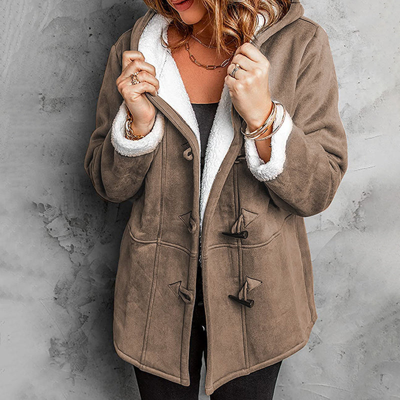 ⏳LAST DAY SALE 50% OFF!!🔥🧸Women's Hooded Suede Coat with Plush Lining– Plush Warmth Meets Effortless Winter Style