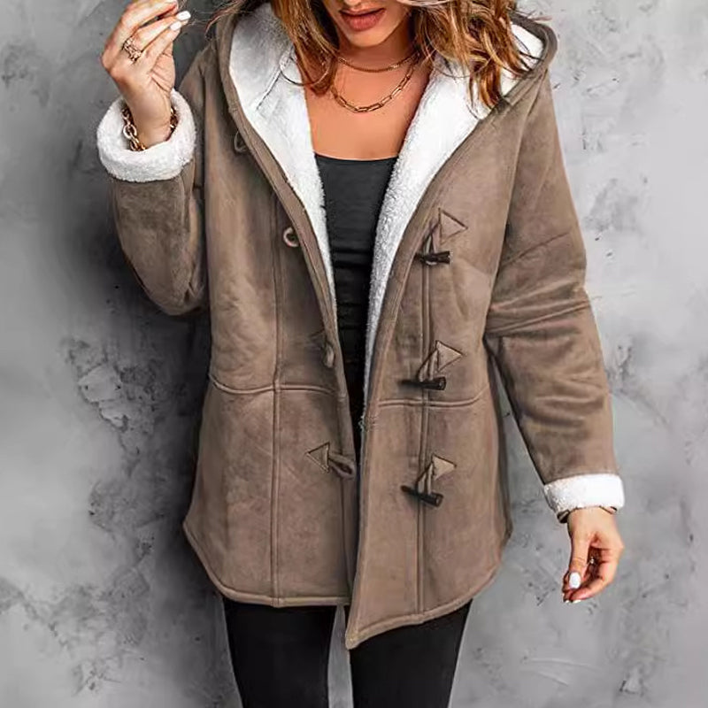 ⏳LAST DAY SALE 50% OFF!!🔥🧸Women's Hooded Suede Coat with Plush Lining– Plush Warmth Meets Effortless Winter Style
