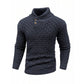 Men’s Textured Stand Collar Sweater – Wool Blend, Slim Fit for Business/Leisure