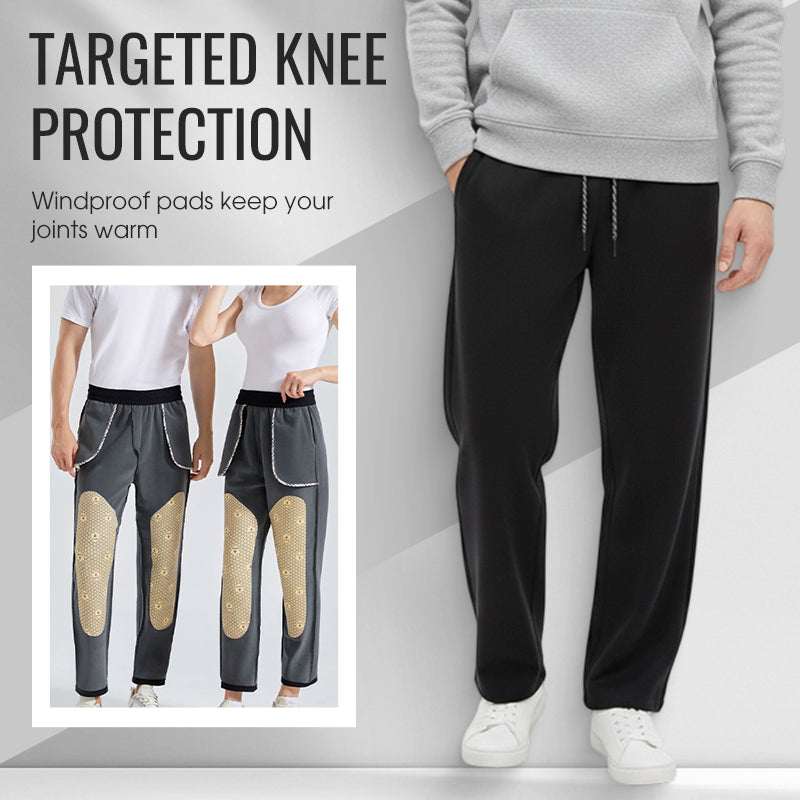 Unisex Thermal Straight Pants with Knee Warmers