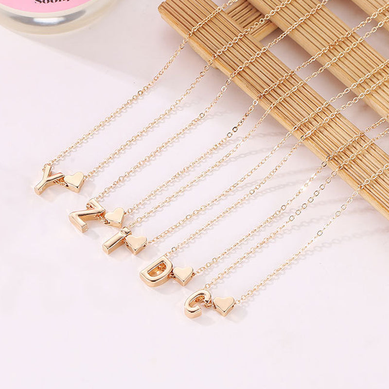 🎅Surprise price: £6.99 only!!🔥Tiny Initial Necklaces Golden Heart Letter A-Z💖