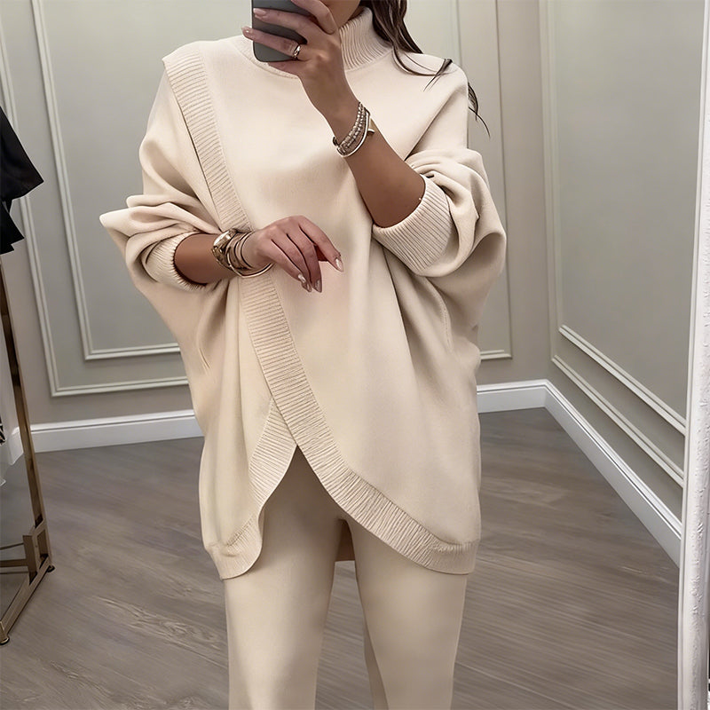 🔥 61% OFF! NEW! Women's 2-piece set – Asymmetrical sweater + wide-leg pants, relaxed fit and soft fabric, ultra comfortable 👚✨