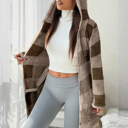 🔥Hot Sale Offers-Women's Plaid Zip-Up Hooded Jacket