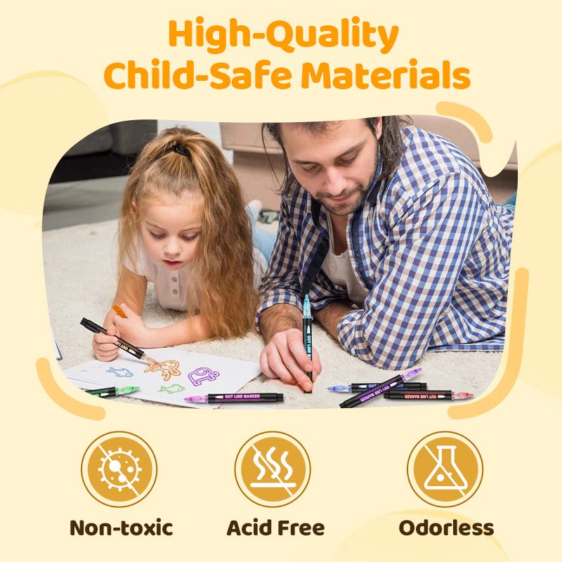 🎅Christmas Special Deals £7.95!!⚡50K+ SOLD!🎁Double Outline Glitter Coloring Pen Set