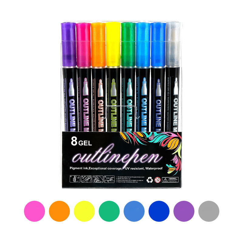 🎅Christmas Special Deals £7.95!!⚡50K+ SOLD!🎁Double Outline Glitter Coloring Pen Set