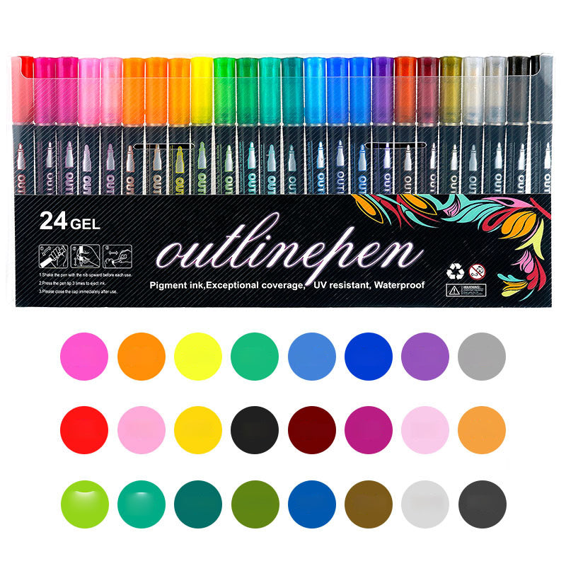 🎅Christmas Special Deals £7.95!!⚡50K+ SOLD!🎁Double Outline Glitter Coloring Pen Set