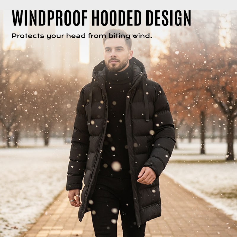 🔈🔈Winter useful products - 60% OFF❄️Men's mid-length down jacket with hood