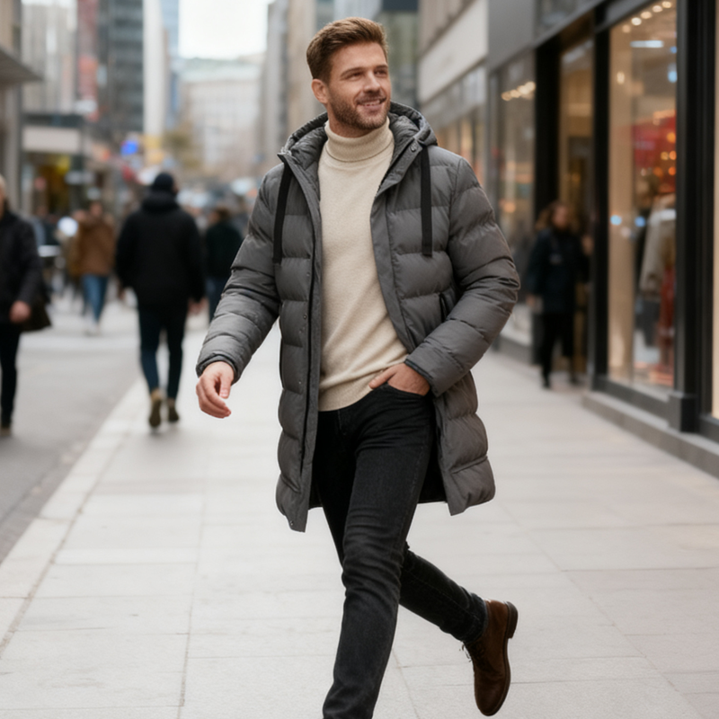 🔈🔈Winter useful products - 60% OFF❄️Men's mid-length down jacket with hood