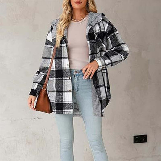 Women’s Classic Cozy Plaid Hooded Jacket