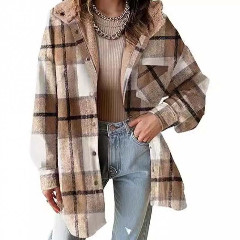 Women’s Classic Cozy Plaid Hooded Jacket
