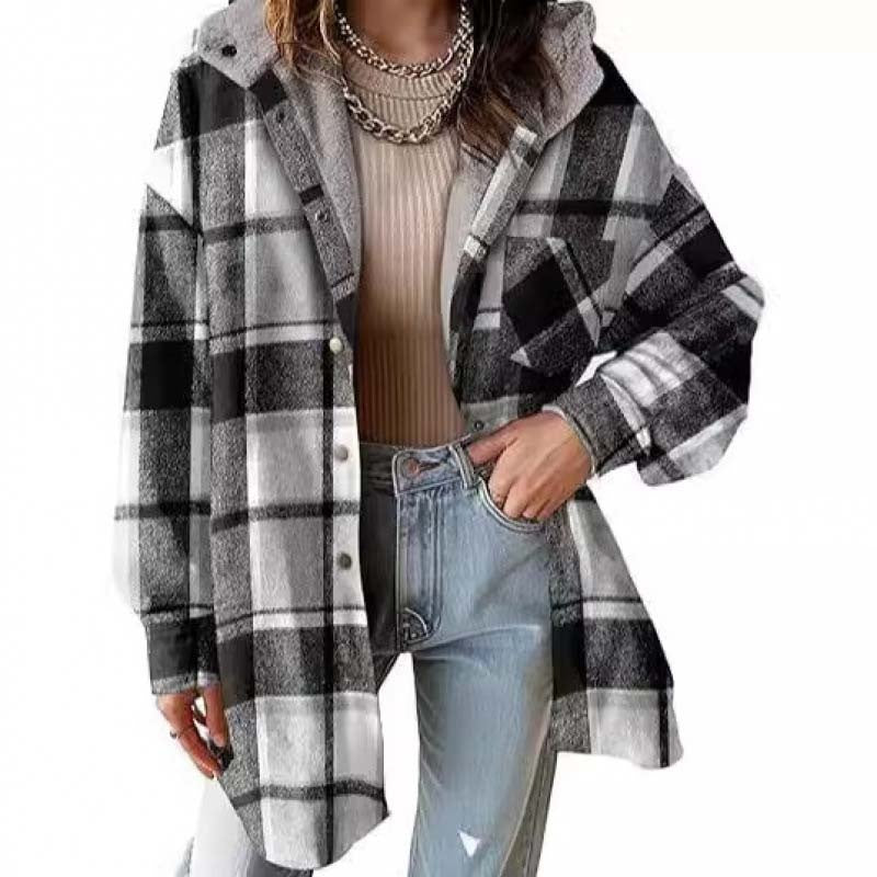 Women’s Classic Cozy Plaid Hooded Jacket
