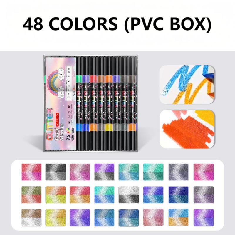Glitter Dual-Tip Acrylic Paint Markers Set