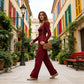 Women’s Elegant Square Neck Wide-Leg Jumpsuit