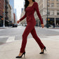 Women’s Elegant Square Neck Wide-Leg Jumpsuit