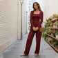 Women’s Elegant Square Neck Wide-Leg Jumpsuit