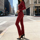 Women’s Elegant Square Neck Wide-Leg Jumpsuit