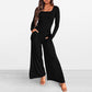 Women’s Elegant Square Neck Wide-Leg Jumpsuit