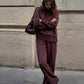 High-Neck Side-Zip Sweatshirt & Pants Set