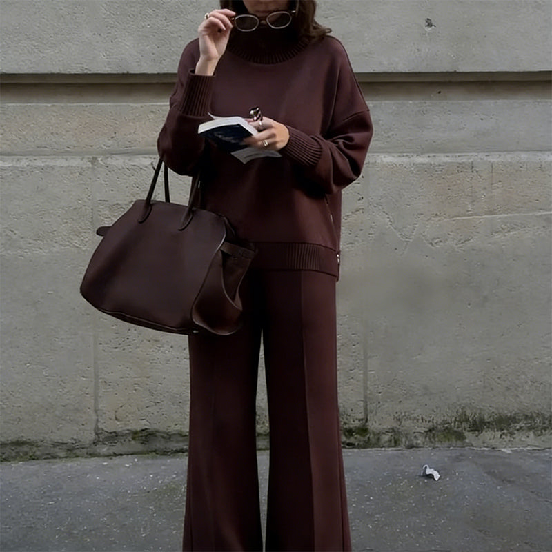 High-Neck Side-Zip Sweatshirt & Pants Set