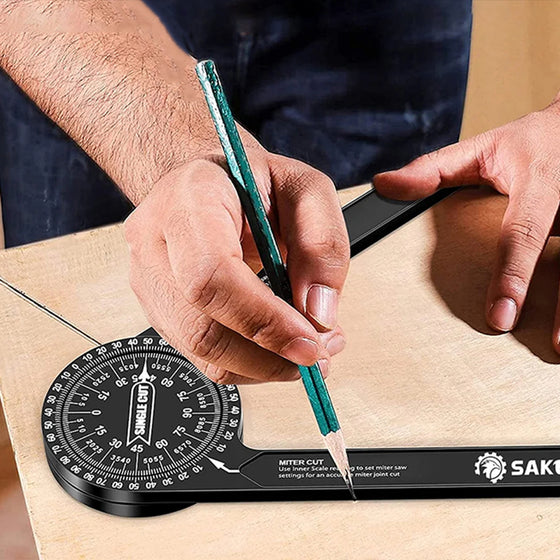 📏50% OFF NOW! Precision Aluminum Protractor‑Miter Saw Angle Finder Gauge, 360 Degree Angle Measuring Tool, Anodized Aluminum Protractor for Woodworking, Carpentry & DIY Cutting Projects