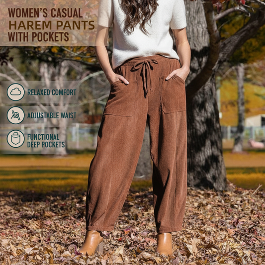 Women's High Waisted Corduroy Barrel Pants