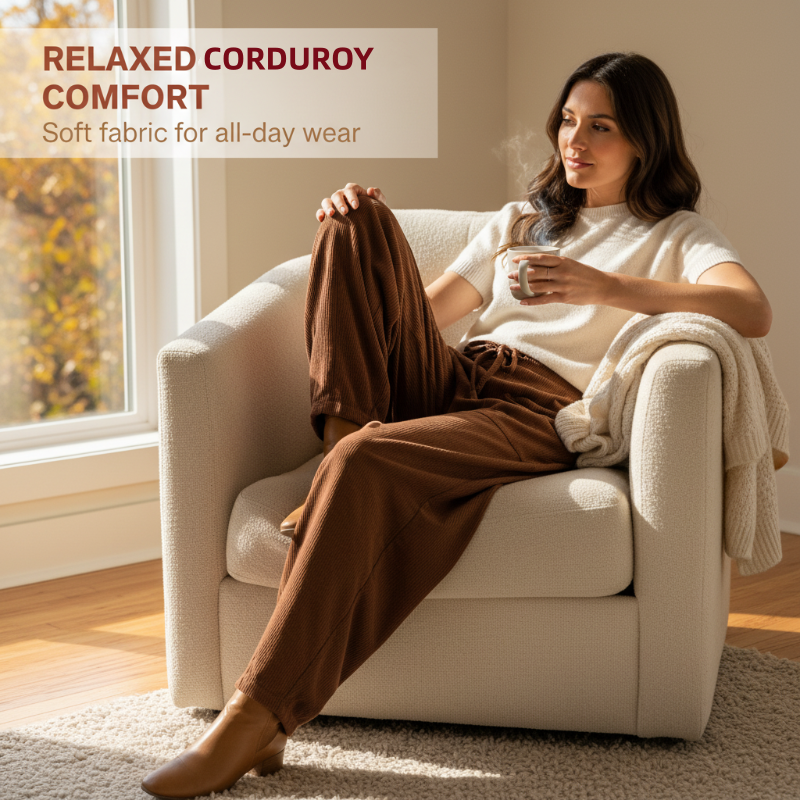 Women's High Waisted Corduroy Barrel Pants